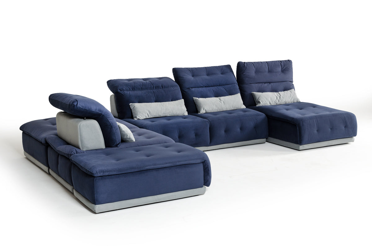 David Ferrari Daiquiri Italian Modern Blue and Grey Modular Sectional Sofa
