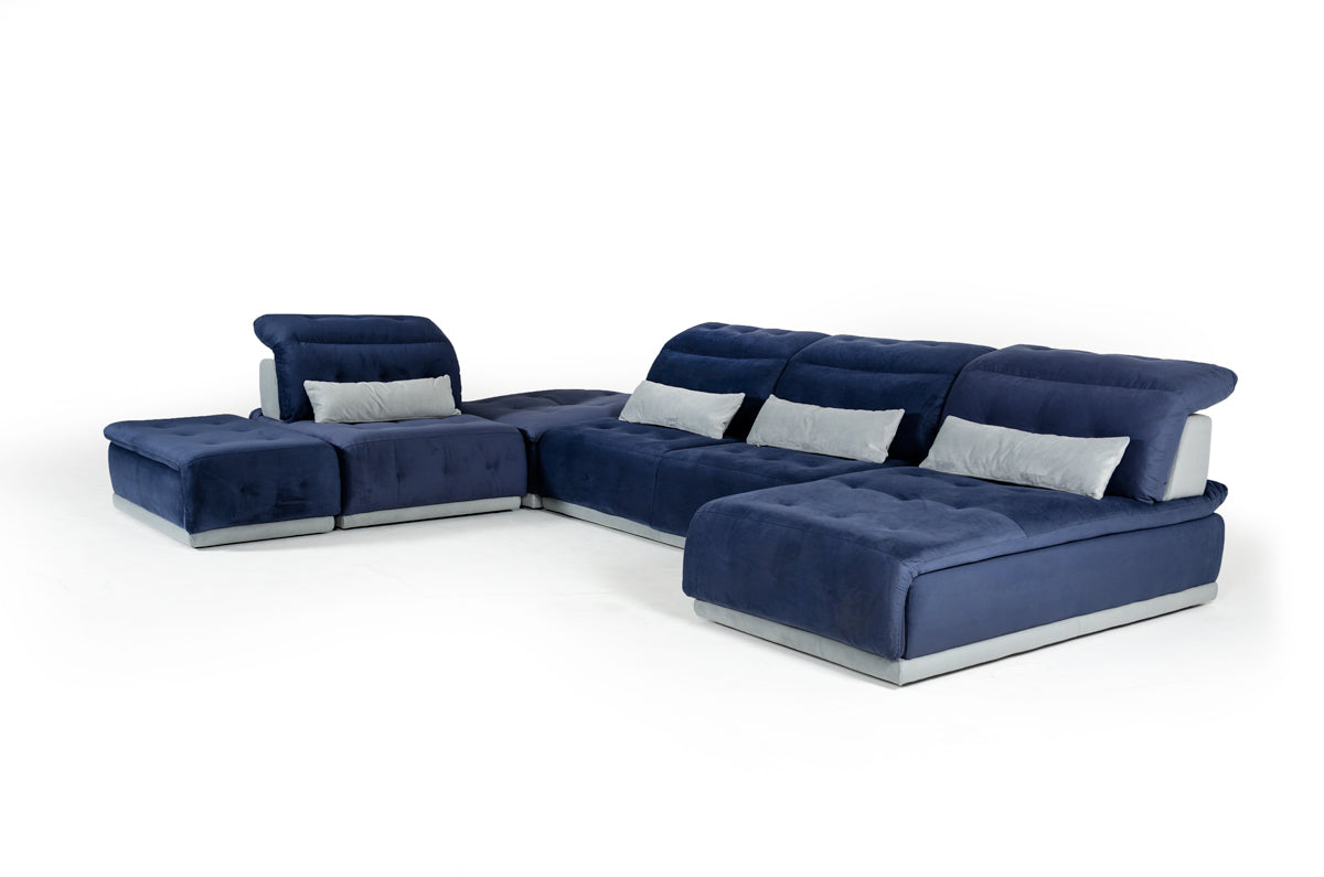 David Ferrari Daiquiri Italian Modern Blue and Grey Modular Sectional Sofa
