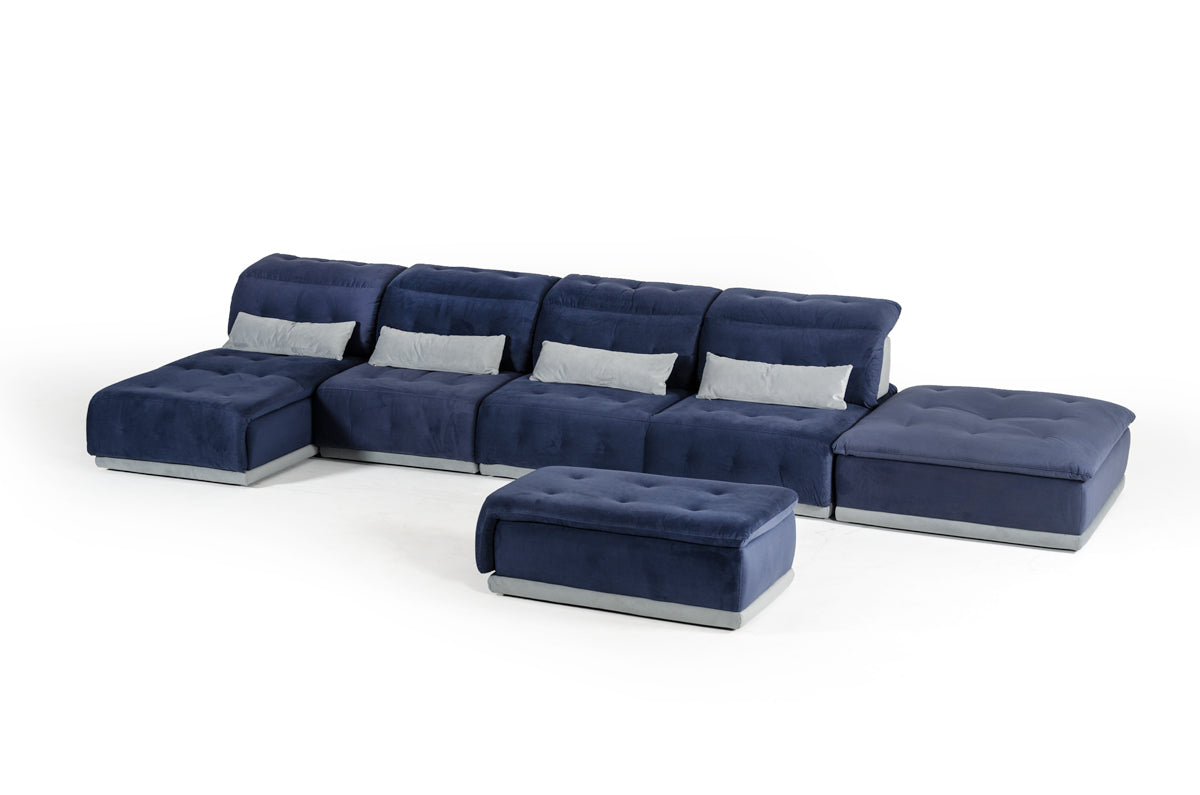 David Ferrari Daiquiri Italian Modern Blue and Grey Modular Sectional Sofa