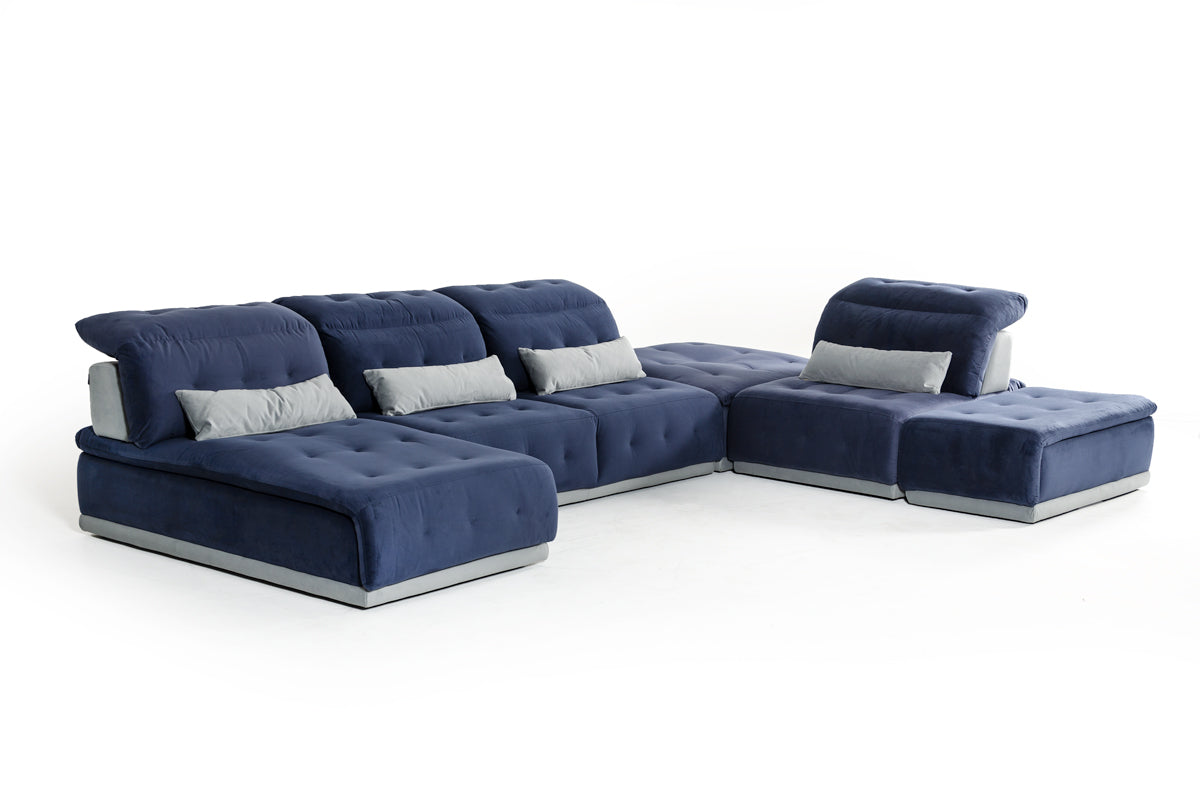 David Ferrari Daiquiri Italian Modern Blue and Grey Modular Sectional Sofa