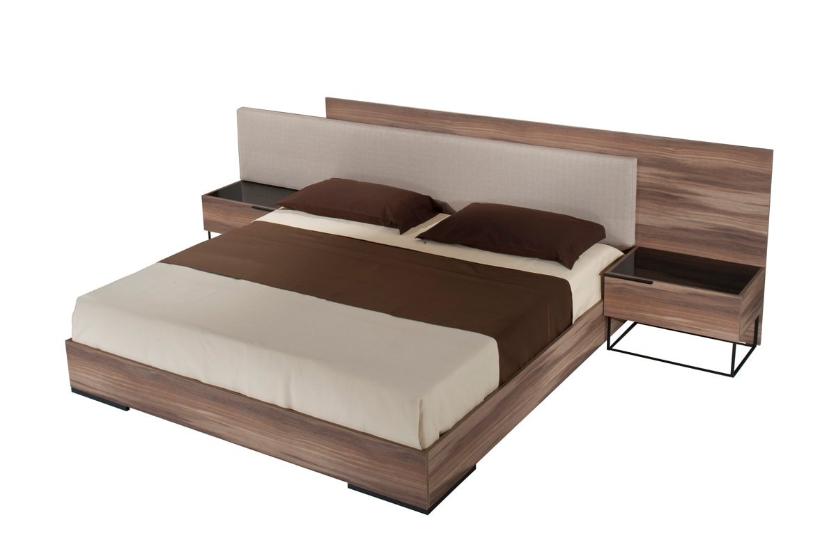 Nova Domus Matteo Italian Modern Queen Walnut and Fabric Bed