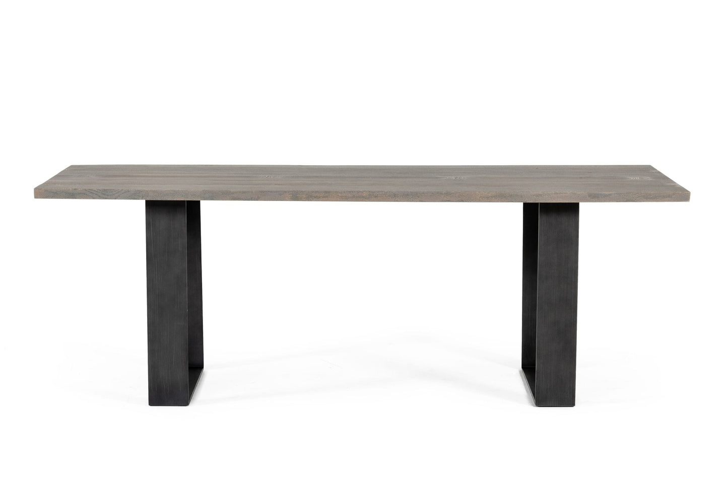 Modrest Murphy Modern Grey Aged Oak and Black Metal Dining Table