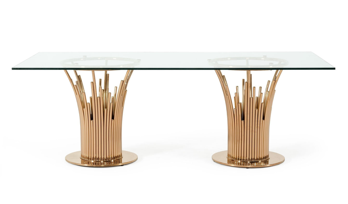 Modrest Paxton Modern Glass and Rosegold Dining Table