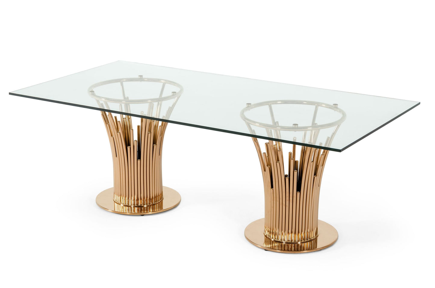 Modrest Paxton Modern Glass and Rosegold Dining Table