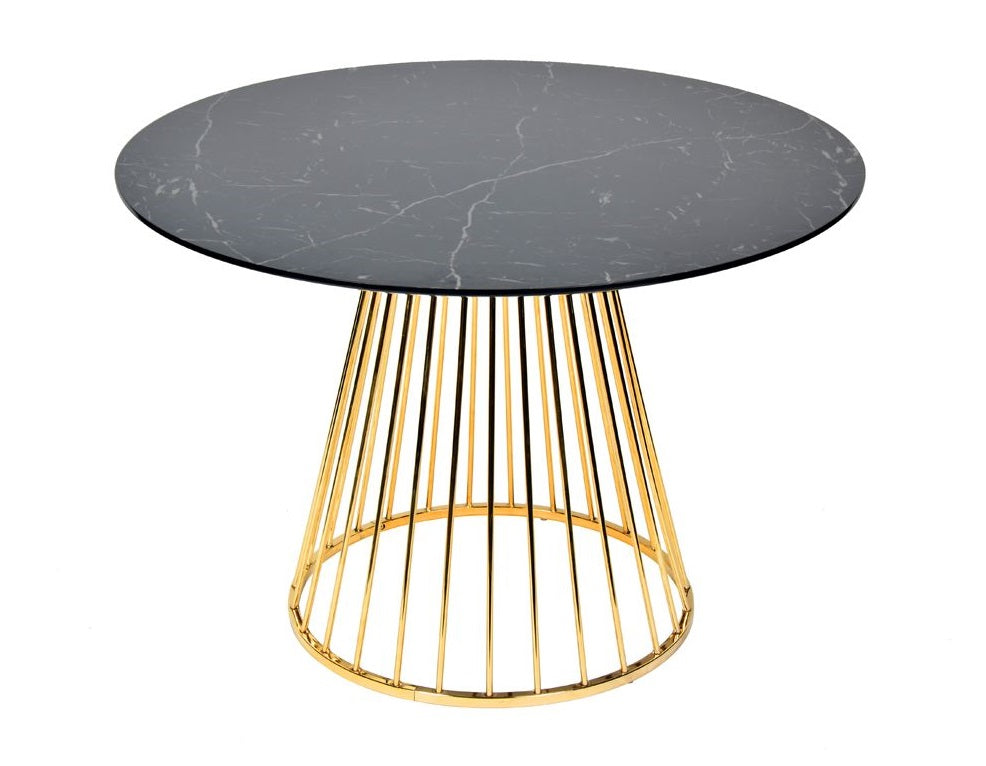 Modrest Holly Modern Black and Gold Round Dining Table
