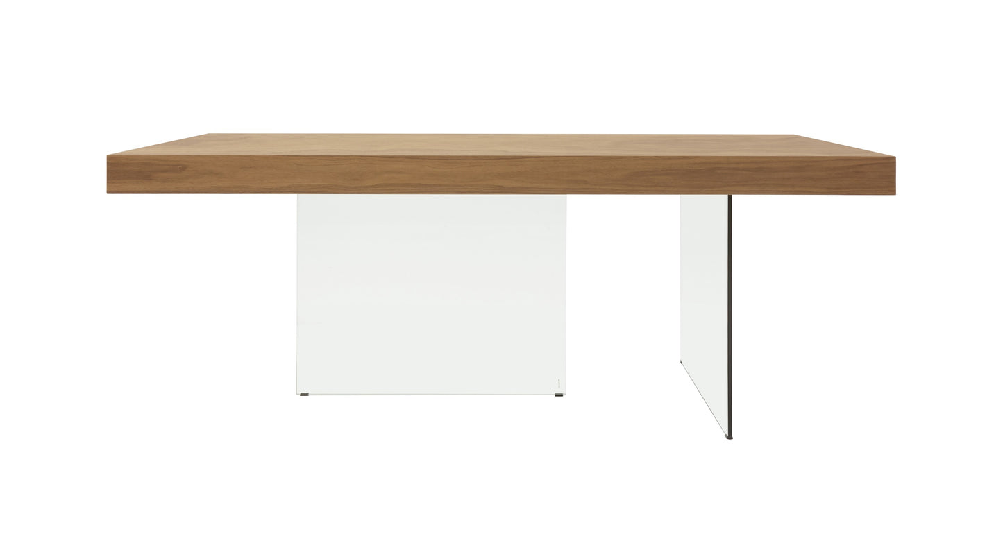 Modrest Encino Modern Walnut and Glass Dining Table