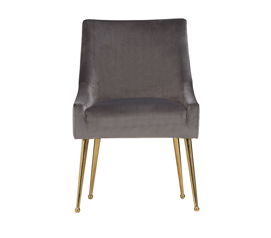 Modrest Castana Modern Grey Velvet and Gold Dining Chair