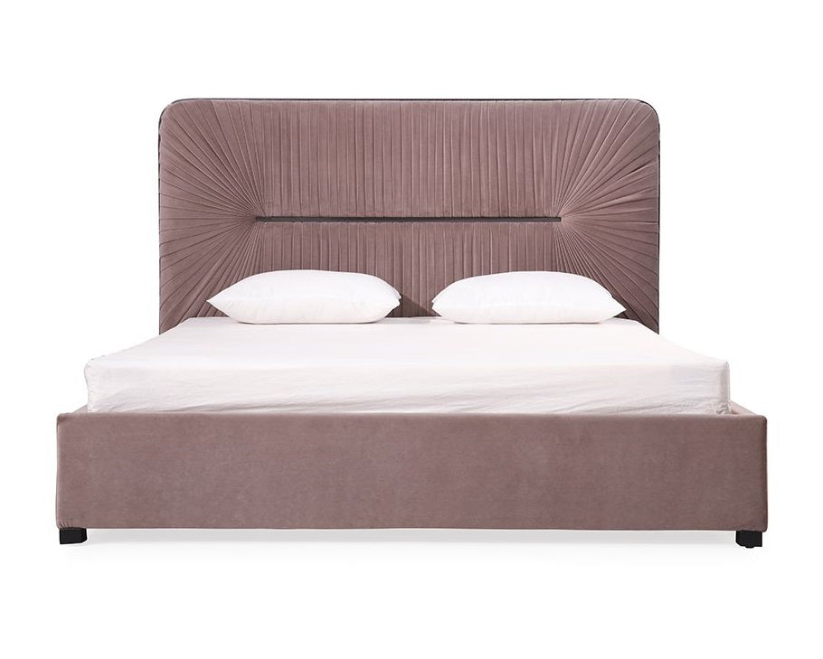 Modrest Duke Modern Grey Velvet and Black Gun Chrome Bed