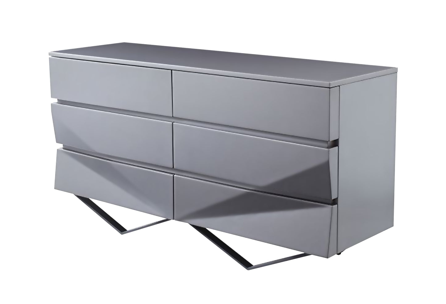 Modrest Duke Modern Grey and Black Gun Chrome Dresser
