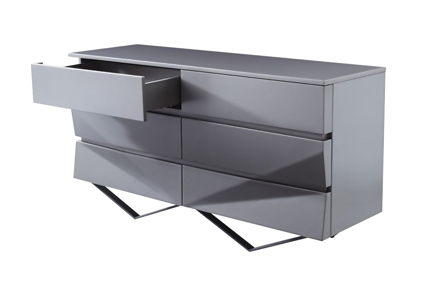 Modrest Duke Modern Grey and Black Gun Chrome Dresser