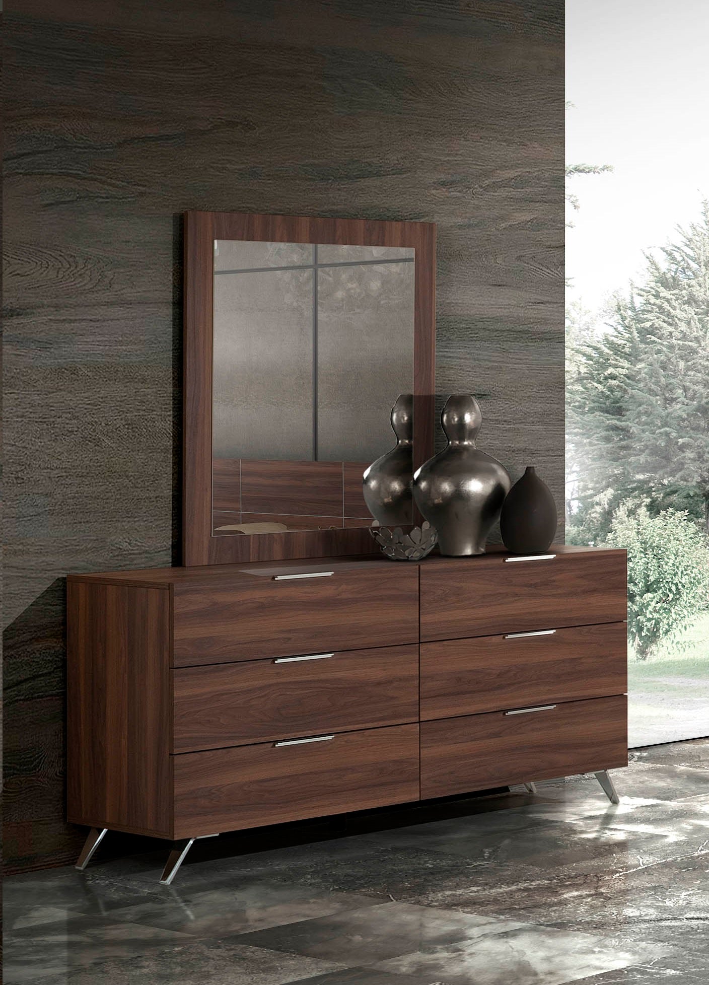 Nova Domus Brooklyn Italian Modern Walnut Mirror