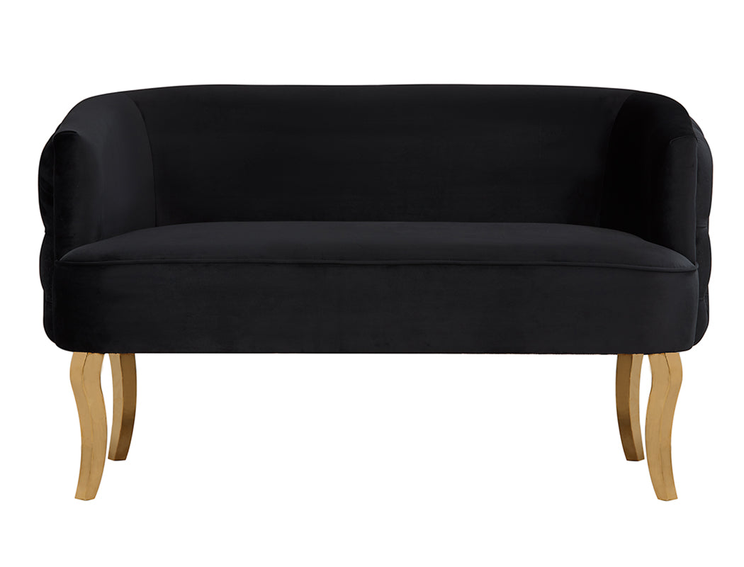 Divani Casa Fayette Modern Black Velvet and Gold Sofa