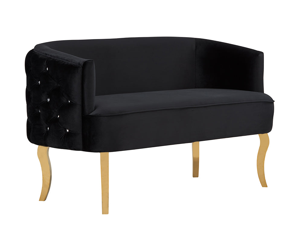 Divani Casa Fayette Modern Black Velvet and Gold Sofa