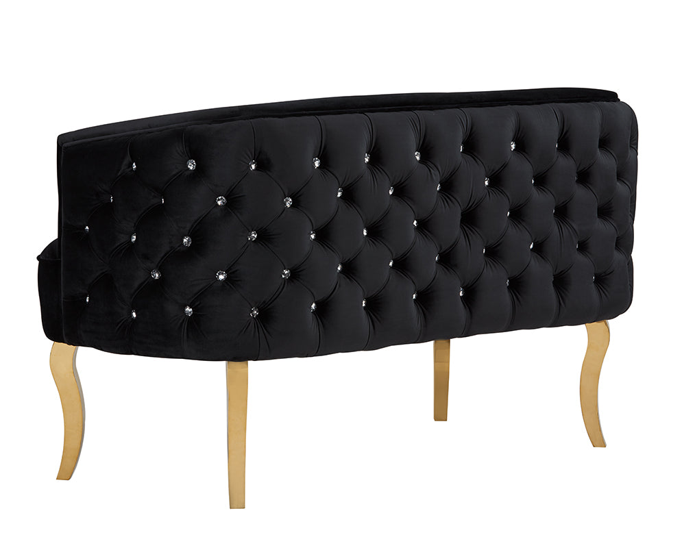 Divani Casa Fayette Modern Black Velvet and Gold Sofa