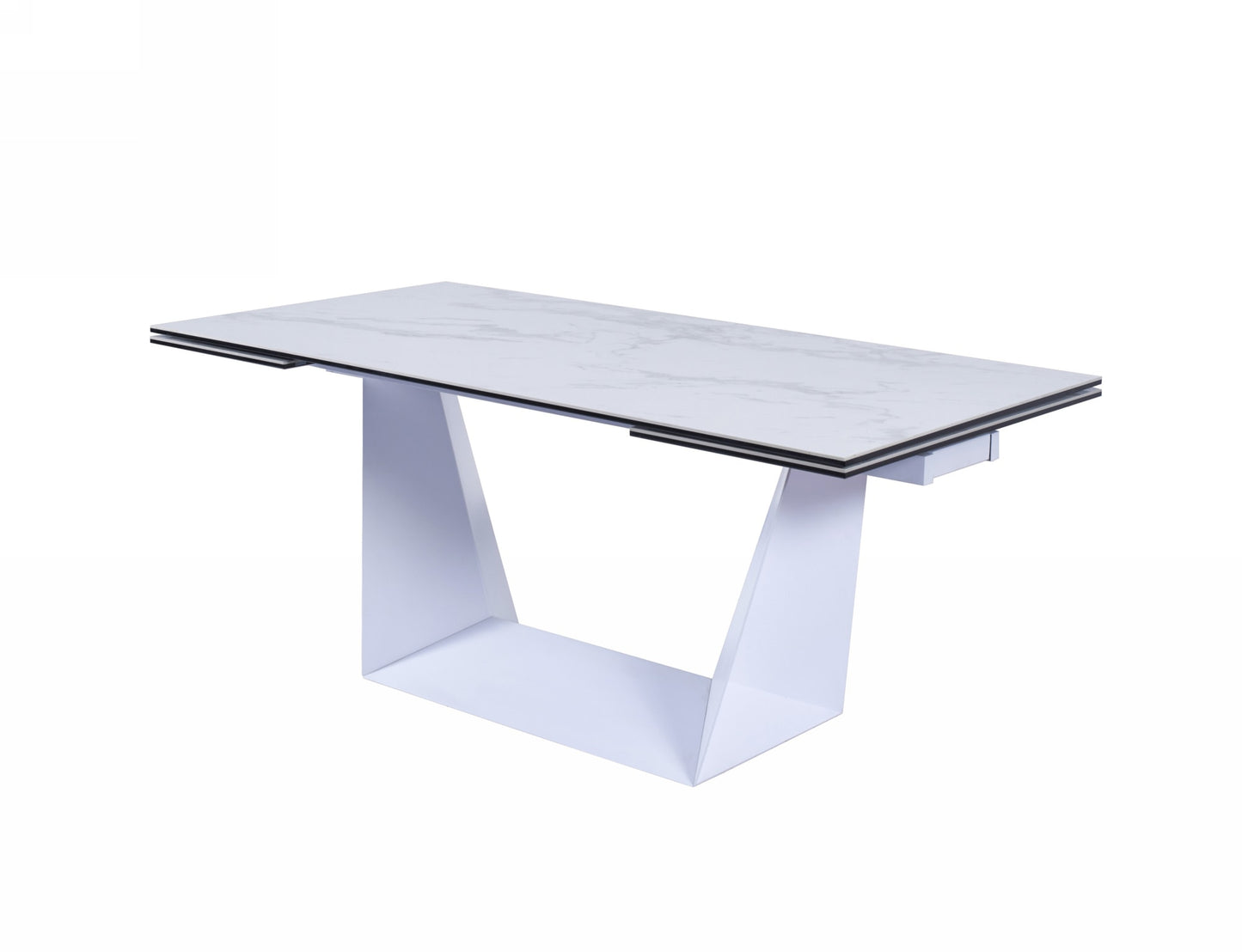 Modrest Baldwin Modern White Ceramic Extendable Dining Table