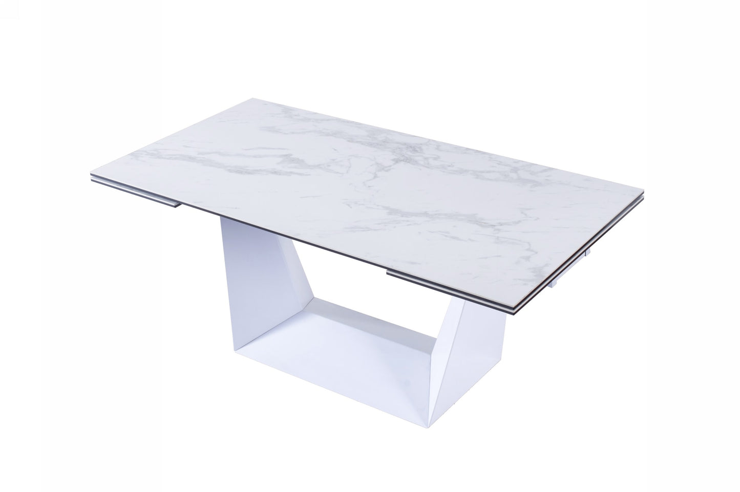 Modrest Baldwin Modern White Ceramic Extendable Dining Table