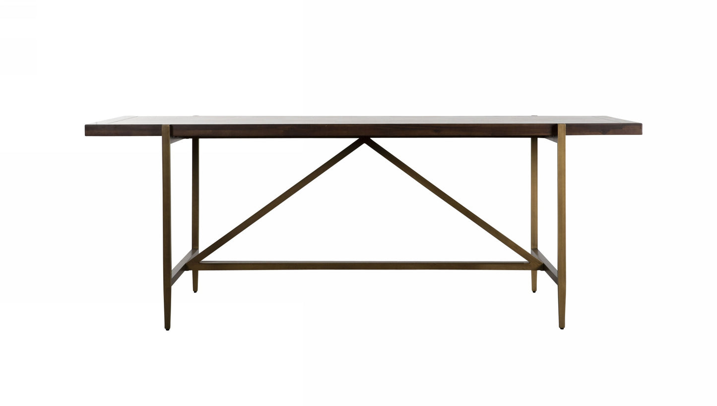 Modrest Shane Modern Acacia and Brass Dining Table