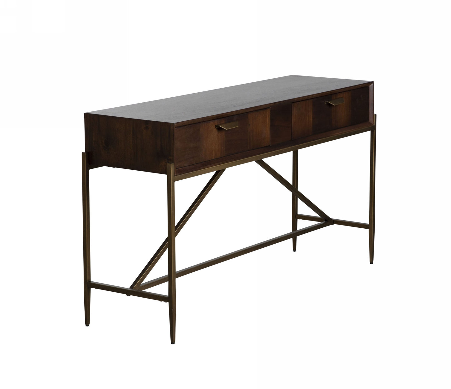 Modrest Shane Modern Acacia and Brass Console Table