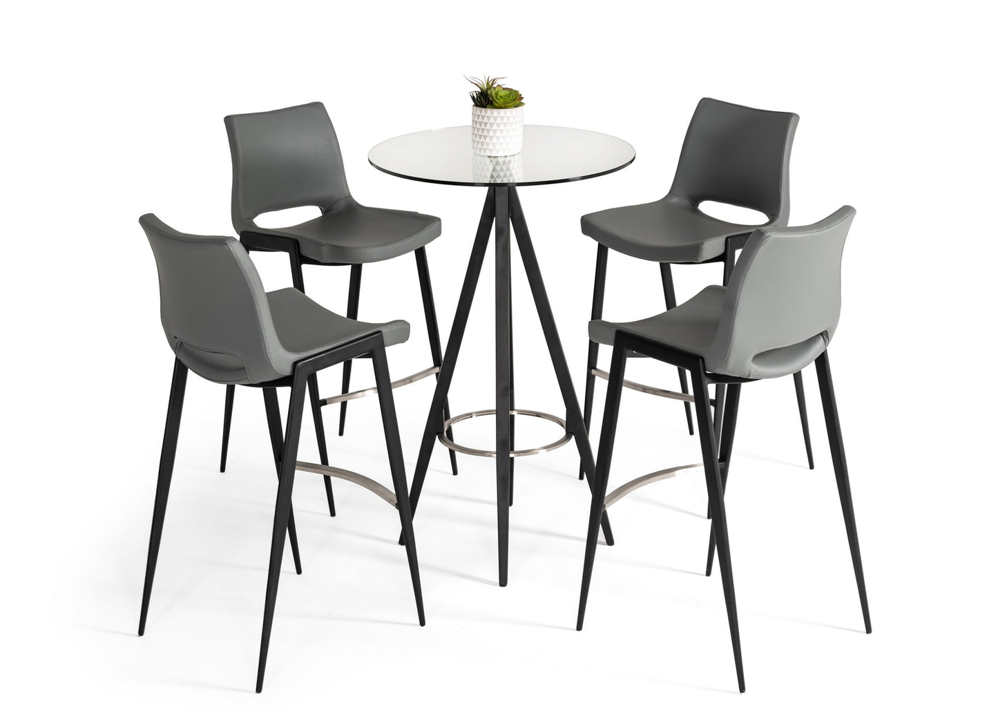 Modrest Dallas Clear Glass and Black Metal Bar Table