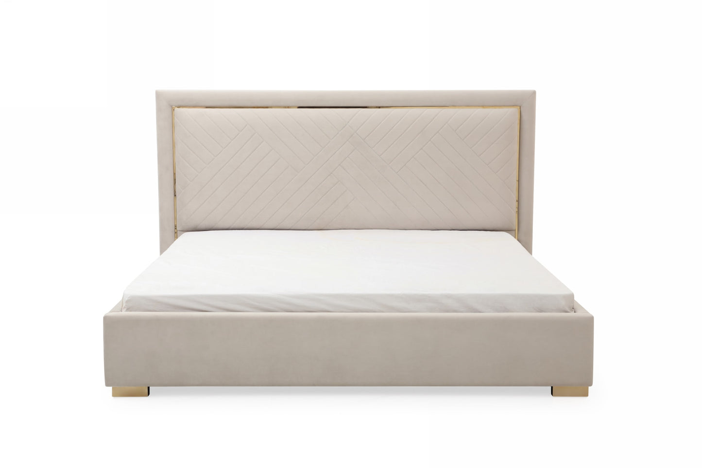 Modrest Corrico Off White Velvet Modern Bed