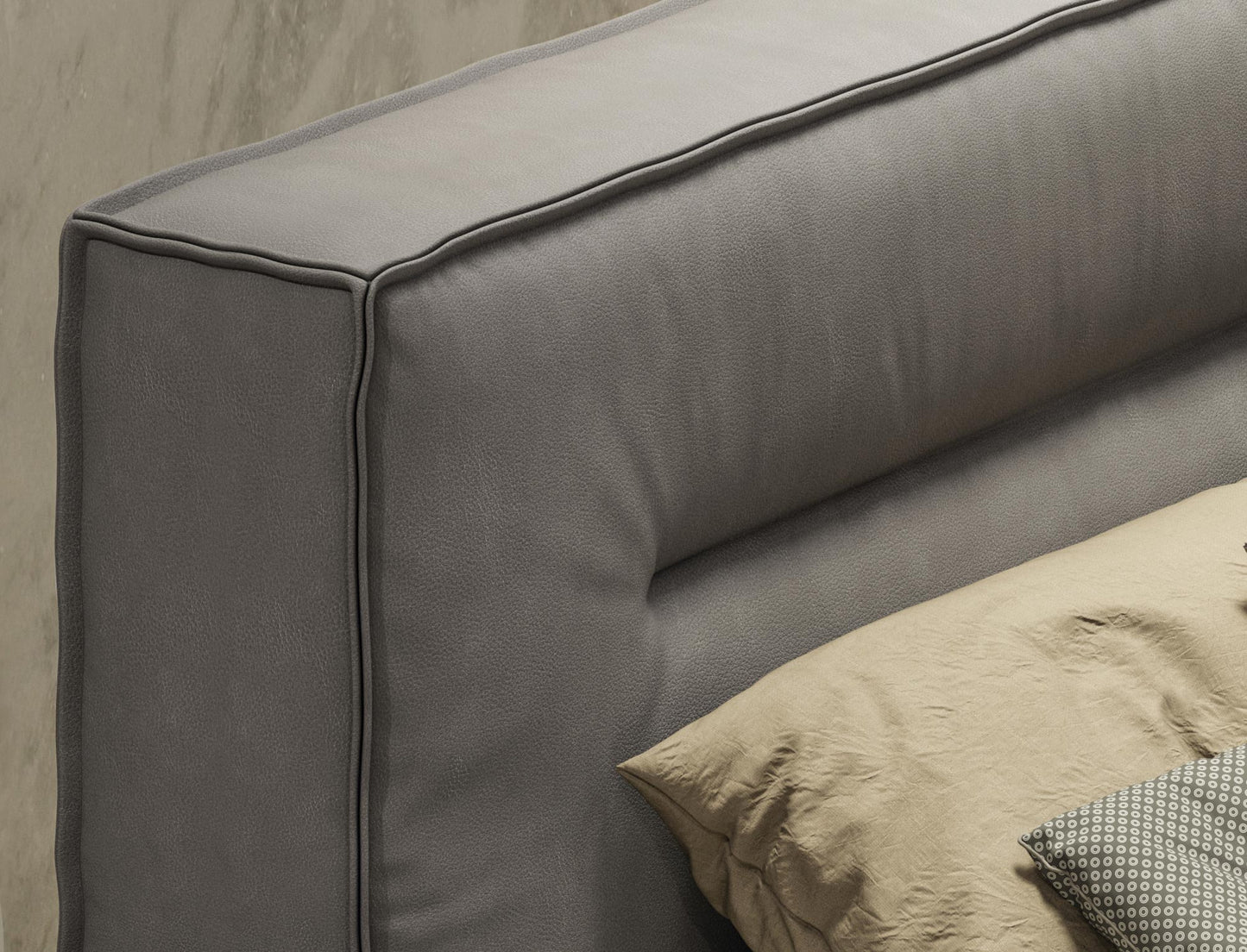Lamod Italia Hollywood Italian Contemporary Grey Leather Bed