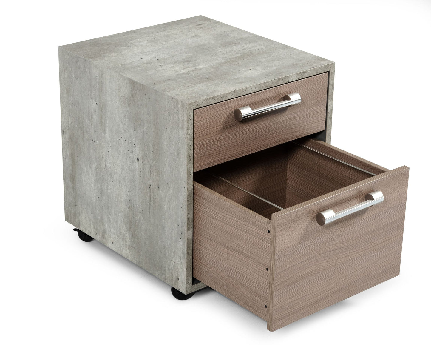 Nova Domus Boston Modern Brown Oak and Faux Concrete Office Small File Cabinet