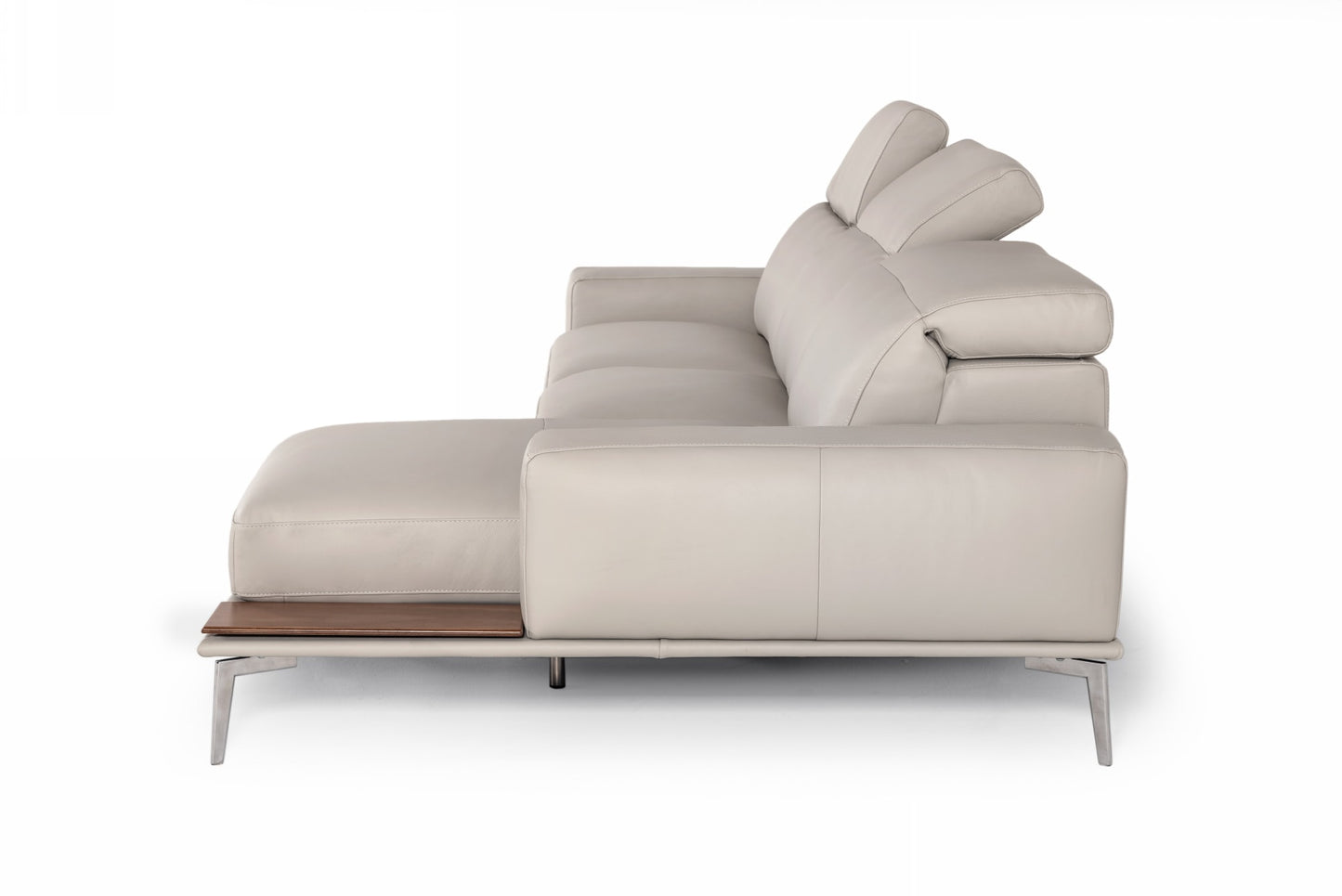 Lamod Italia Villeneuve Italian Modern Light Grey Leather Right Facing Sectional Sofa