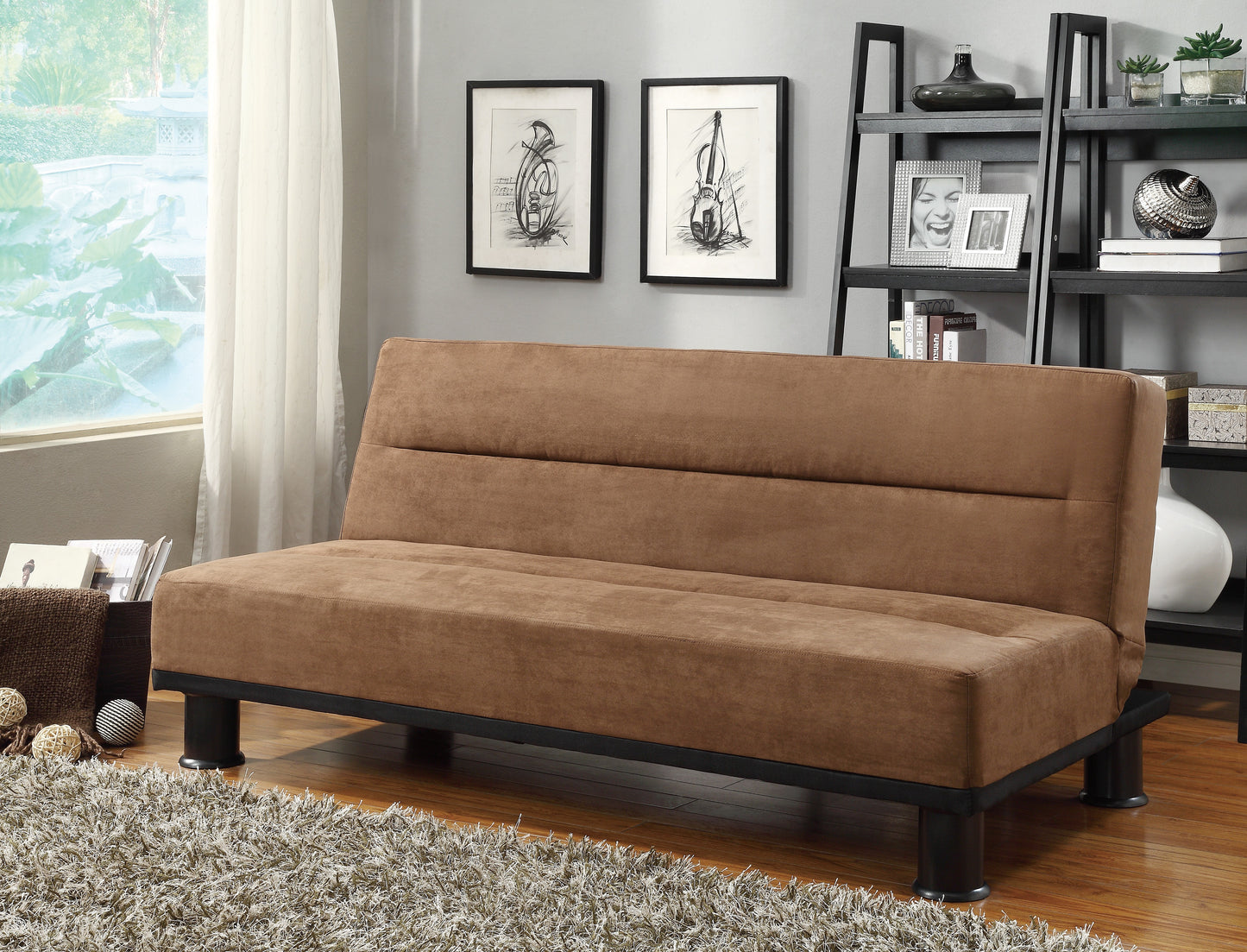 Homelegance Callie Futton in Brown Microfiber with Drop Down Back 4823BR