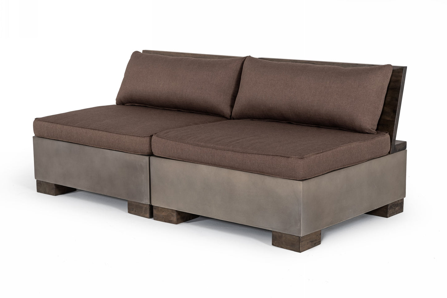 Modrest Delaware Modern Concrete Modular Sectional Sofa Set with Square Coffee Table