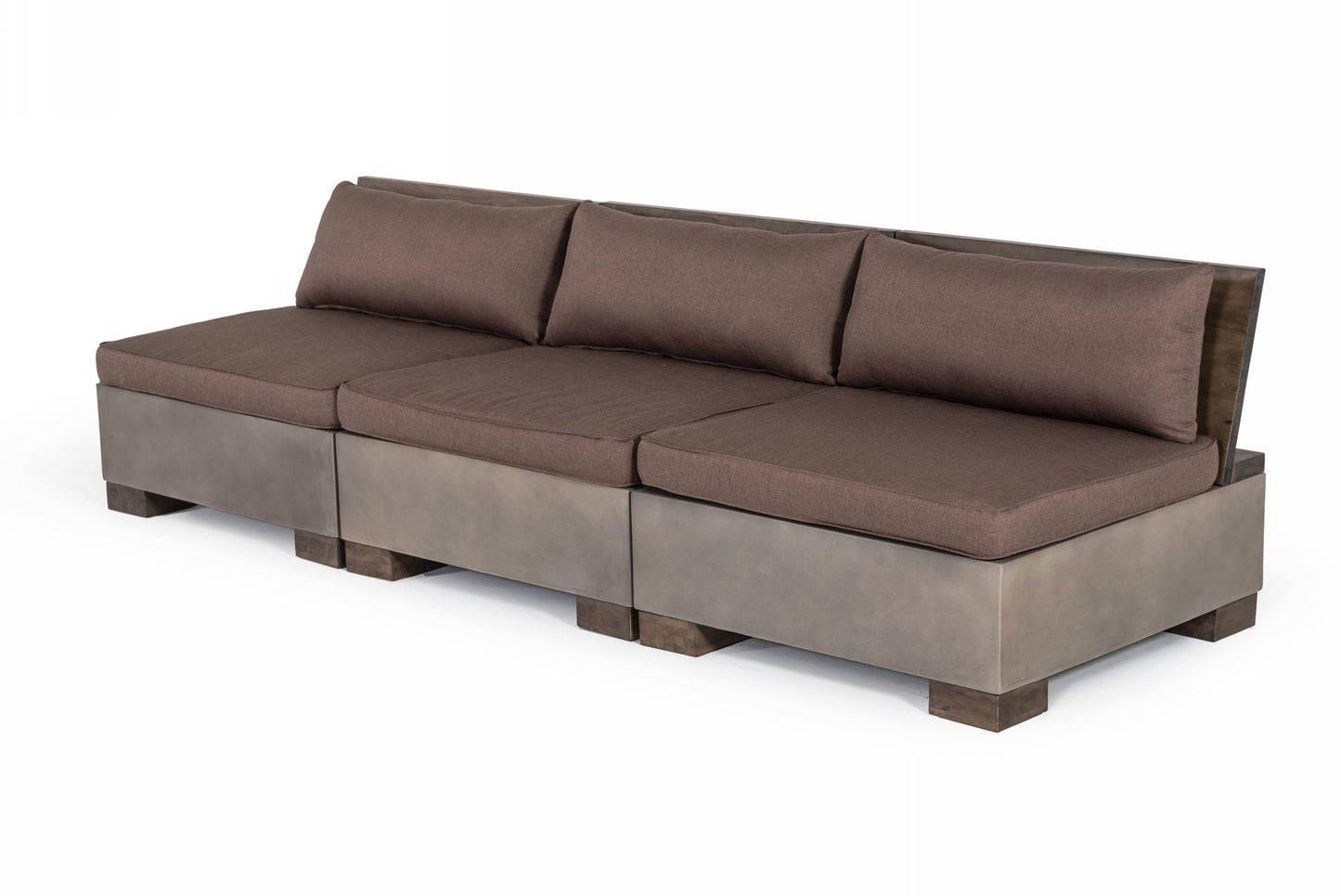 Modrest Delaware Modern Concrete Modular Sectional Sofa Set with Square Coffee Table