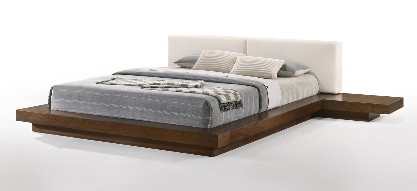 Modrest Tokyo Queen Contemporary Walnut and White Platform Bed