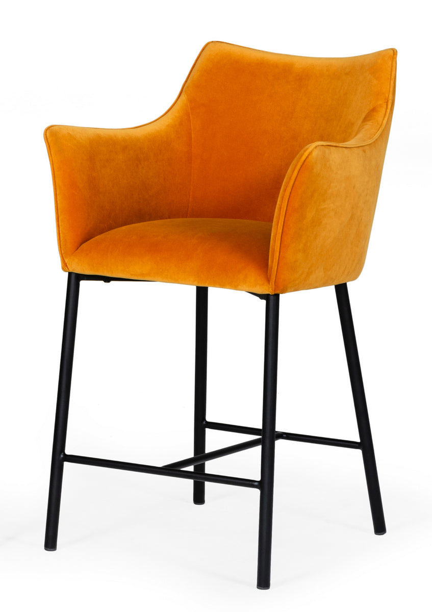 Modrest Exodus Modern Orange Velvet Counter Stool
