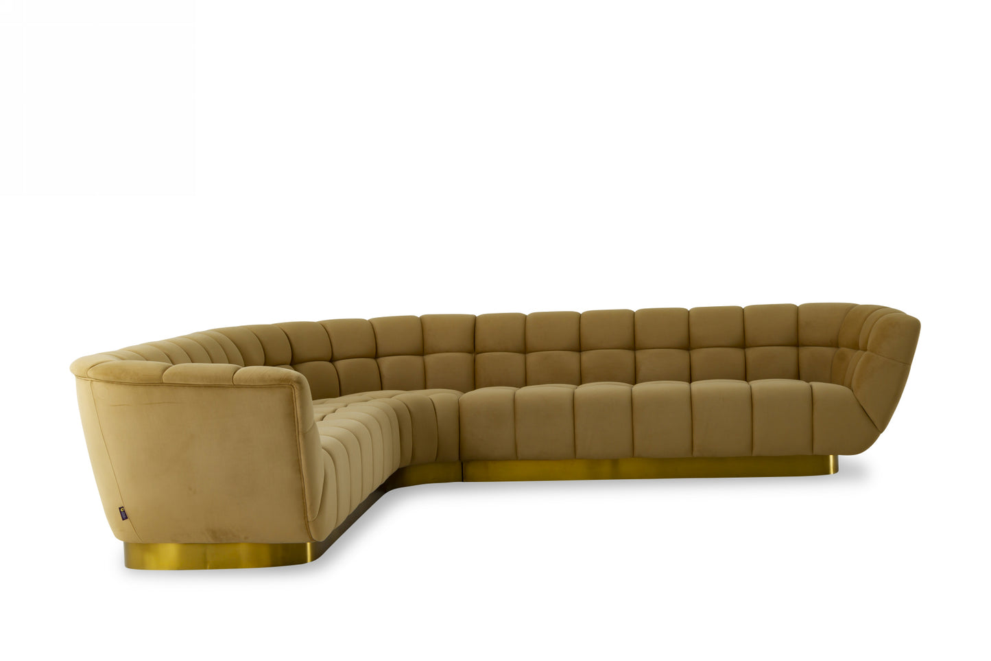 Divani Casa Granby Glam Mustard Gold Fabric Sectional Sofa
