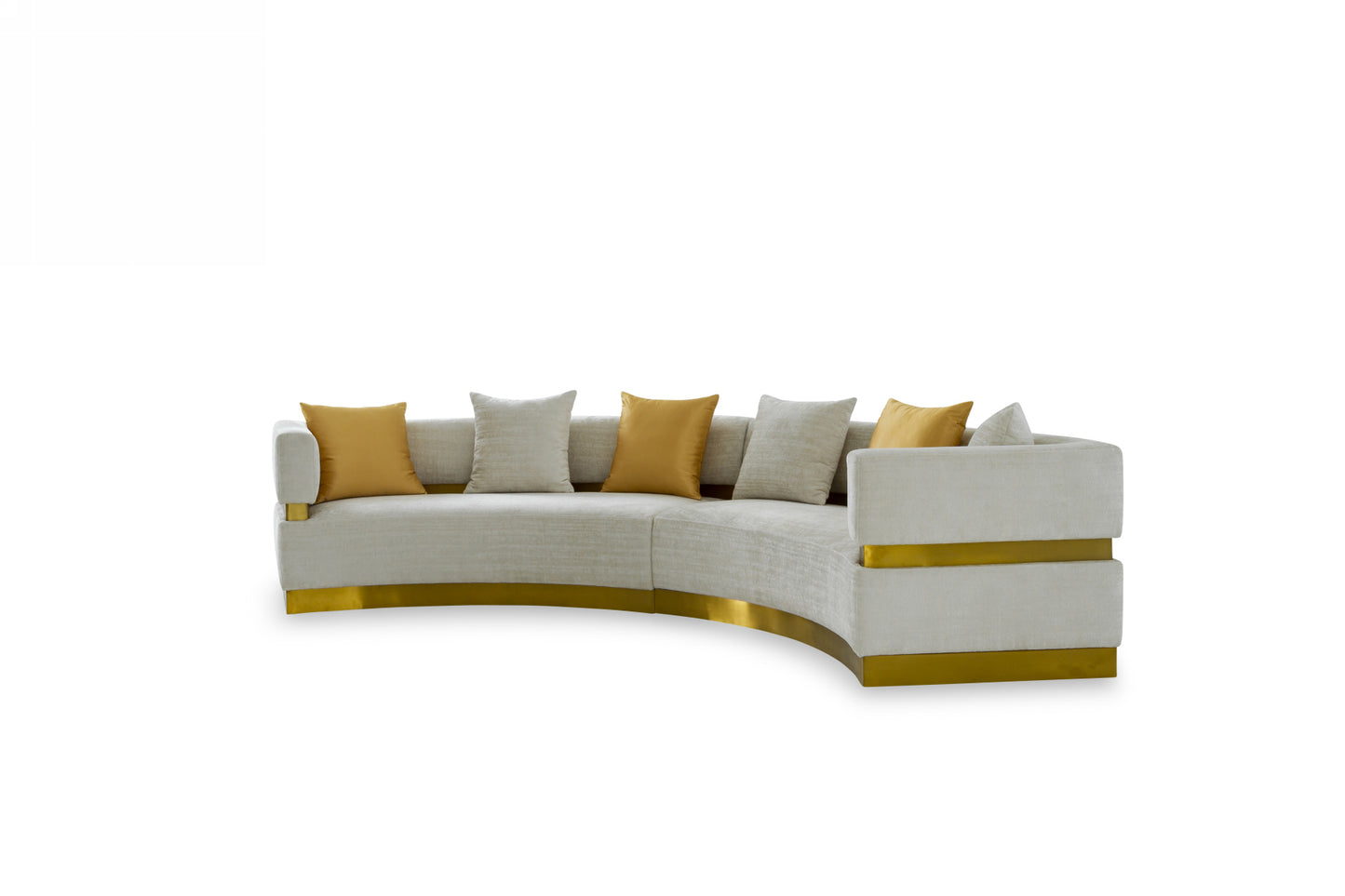 Divani Casa Kiva Glam Beige Gold Fabric Curved Sectional Sofa