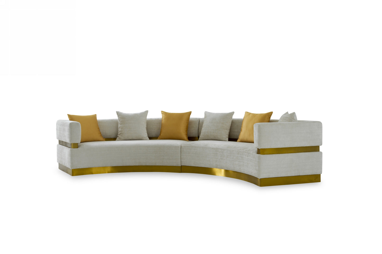 Divani Casa Kiva Glam Beige Gold Fabric Curved Sectional Sofa