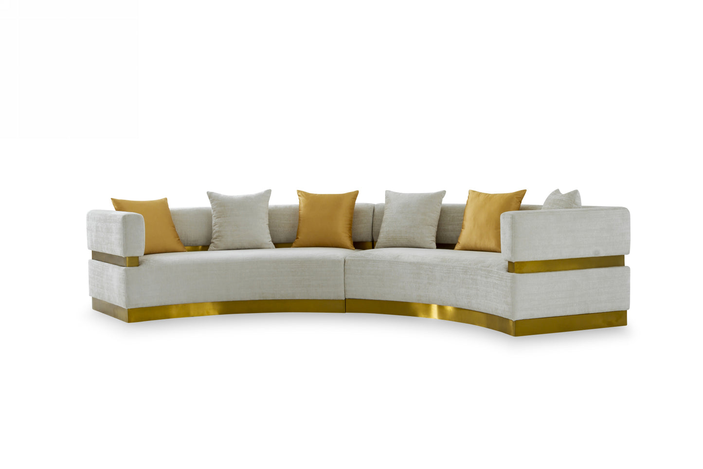 Divani Casa Kiva Glam Beige Gold Fabric Curved Sectional Sofa