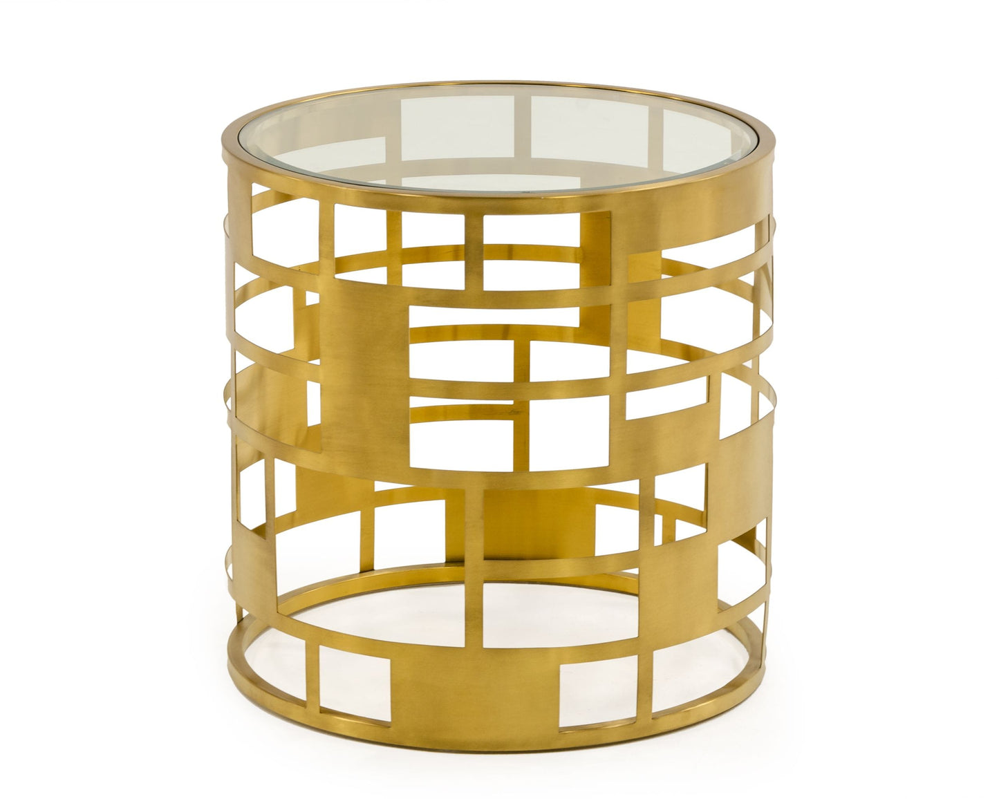 Modrest Kudo Glam Clear Glass and Gold Glass End Table