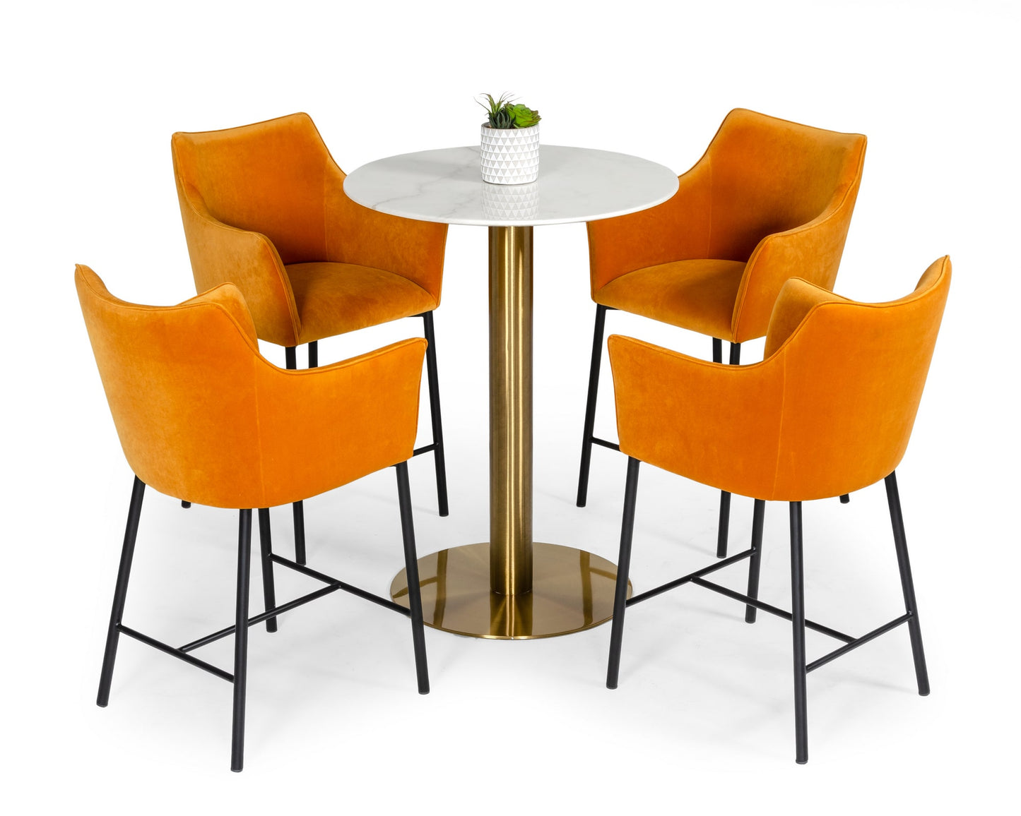 Modrest Fairway Glam White Marble and Brushed Gold Bar Table