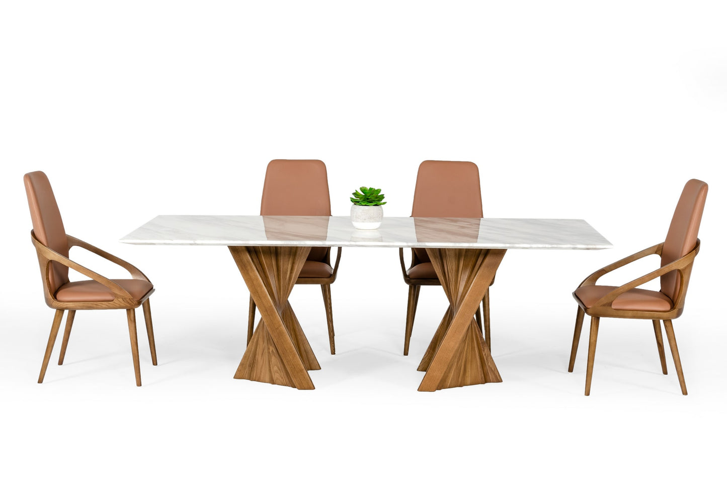 Modrest Cadence Modern Walnut and Marble Dining Table
