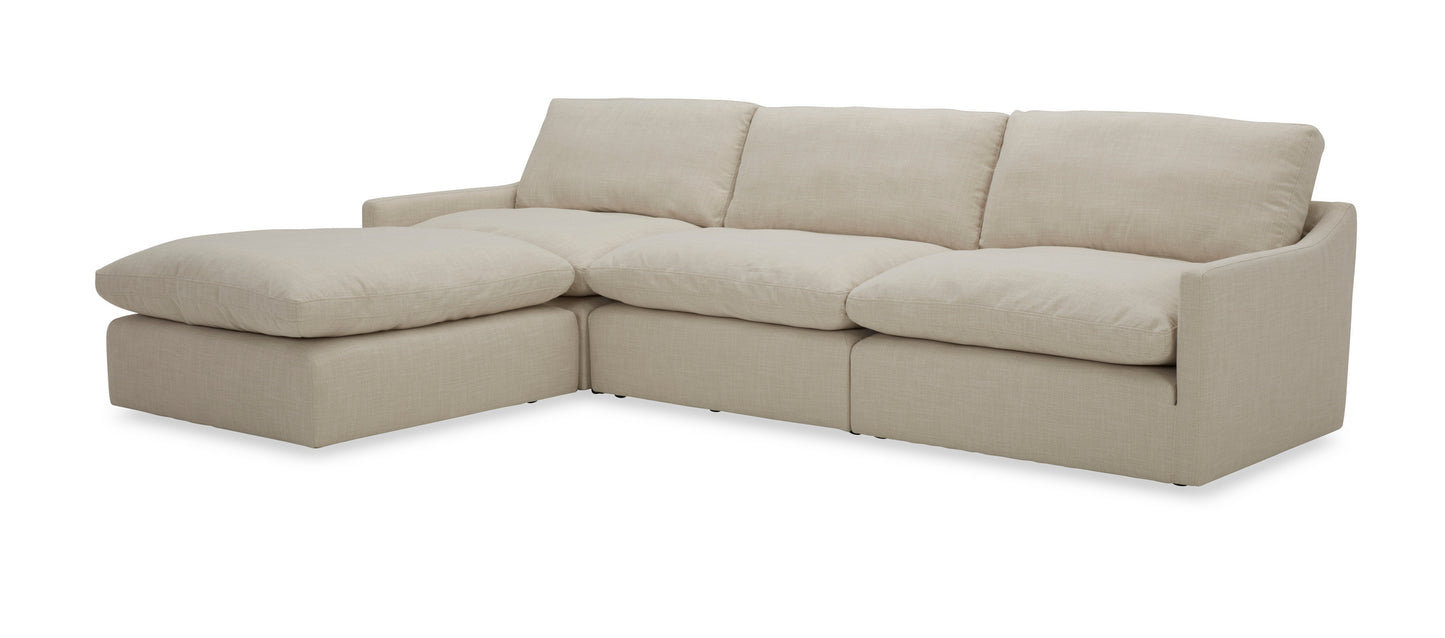 Divani Casa Fedora Modern White Fabric Sectional Sofa Ottoman