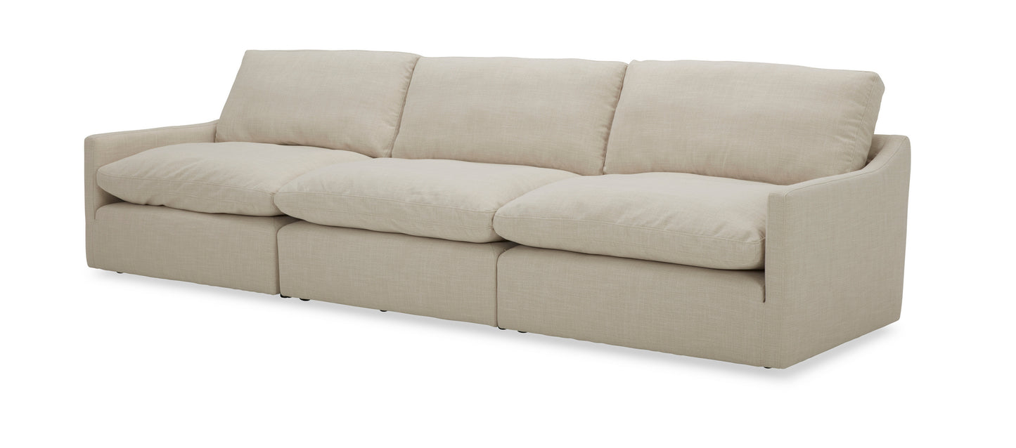 Divani Casa Fedora Modern White Fabric Sectional Sofa Ottoman