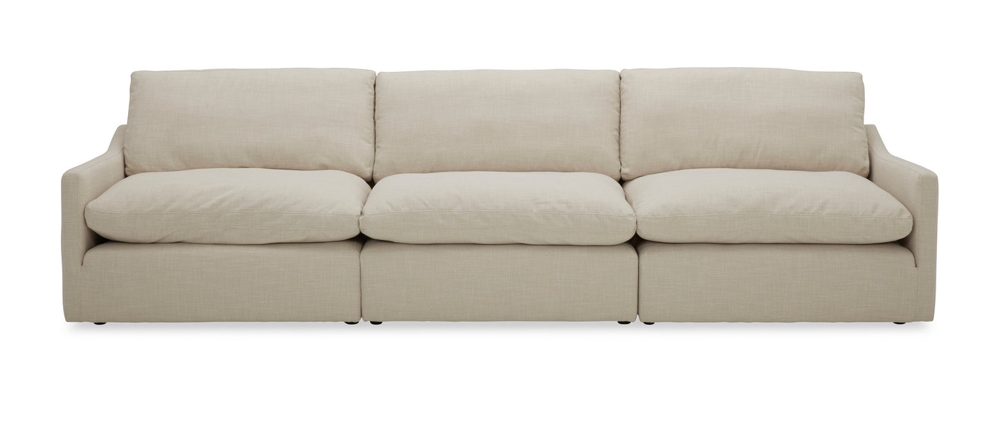 Divani Casa Fedora Modern White Fabric Sectional Sofa Ottoman