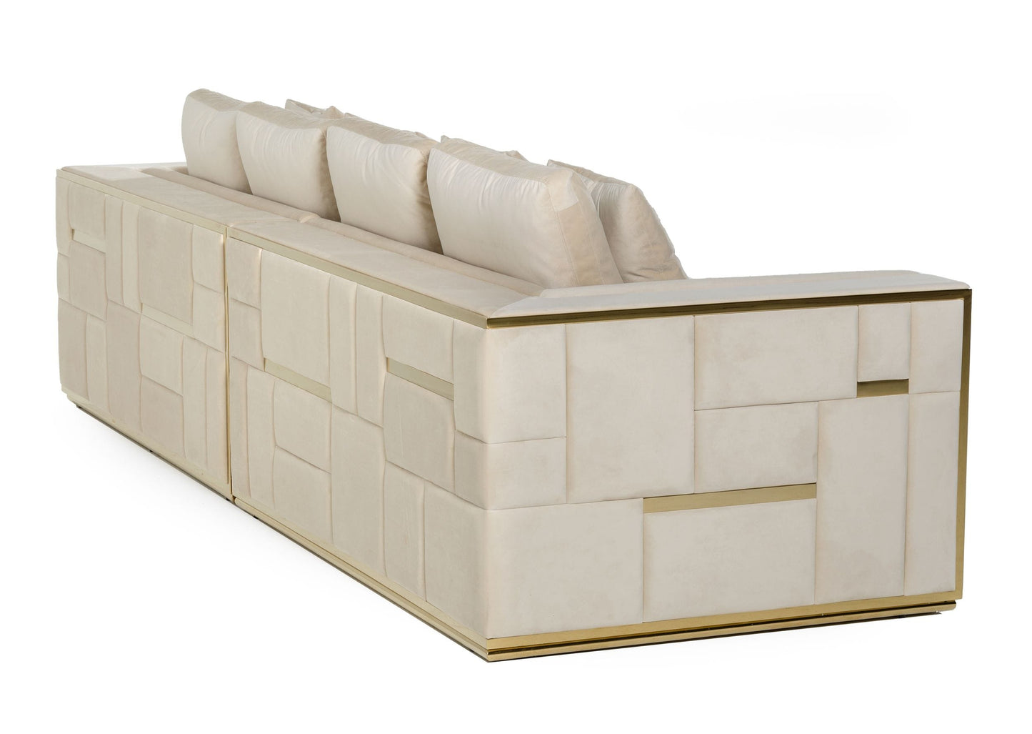 Divani Casa Mobray Glam Beige and Gold Fabric Sofa