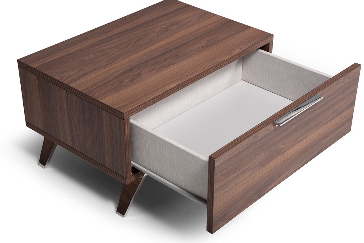 Nova Domus Brooklyn Italian Modern Walnut Bed Nightstands Set