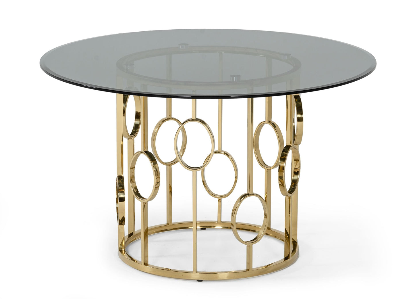 Modrest Filbert Modern Smoked Glass and Champagne Gold Dining Table