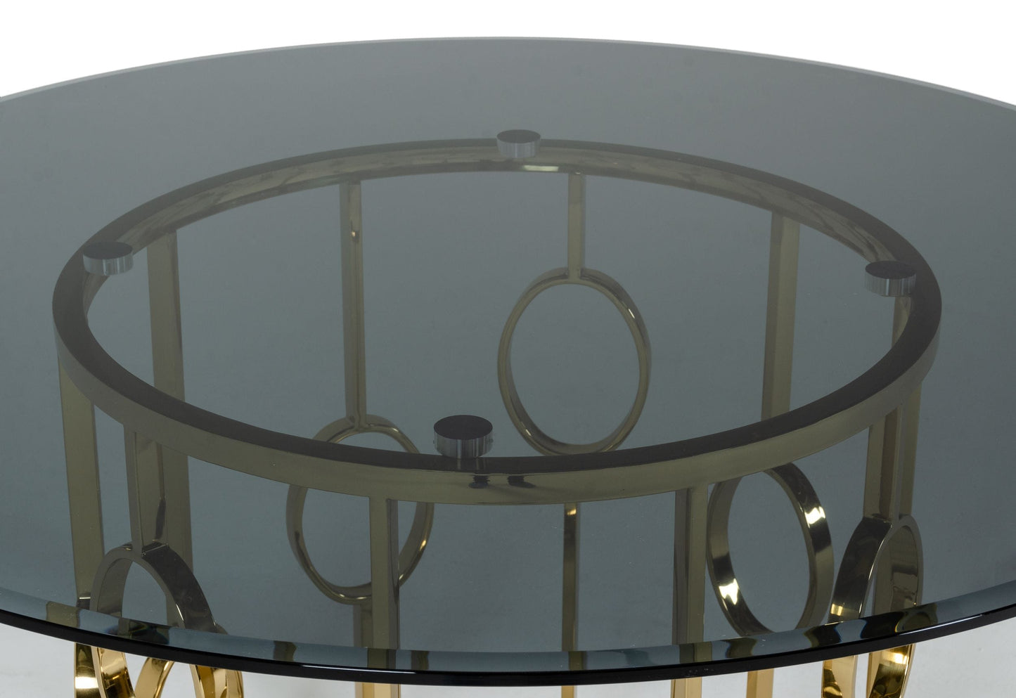 Modrest Filbert Modern Smoked Glass and Champagne Gold Dining Table