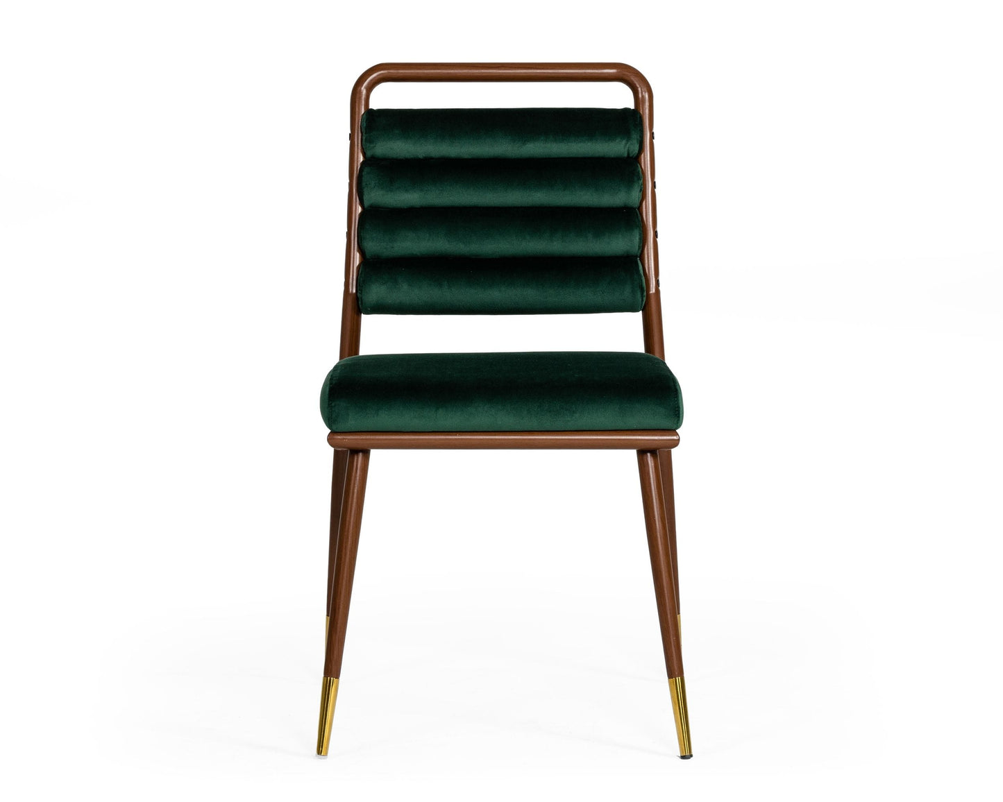 Modrest Biscay Modern Dark Green and Walnut Steel Dining Chair