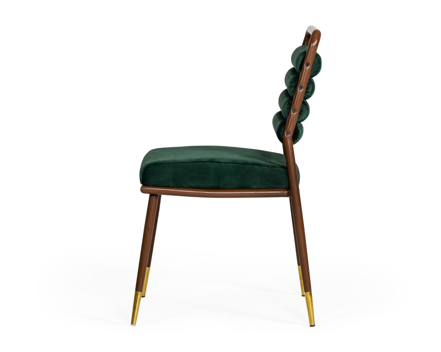 Modrest Biscay Modern Dark Green and Walnut Steel Dining Chair