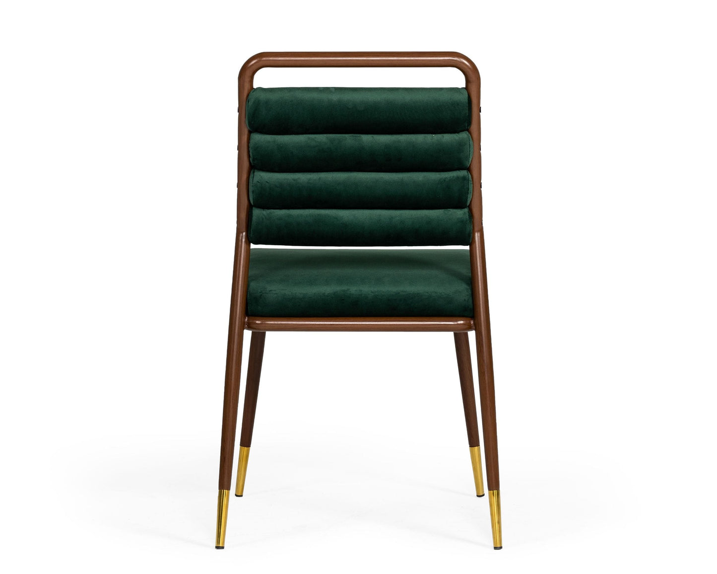 Modrest Biscay Modern Dark Green and Walnut Steel Dining Chair
