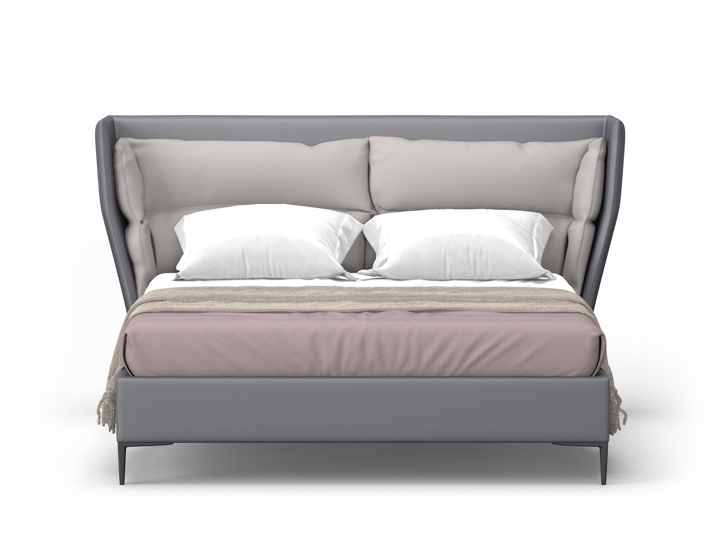 Modrest Jolene East King Dark and Light Grey Leatherette Bed